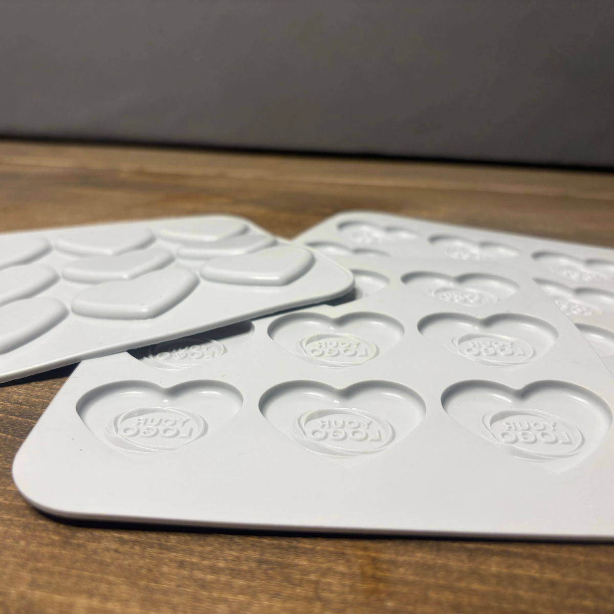 Detailed view of Food Grade HTV silicone molds for heart-shaped chocolates