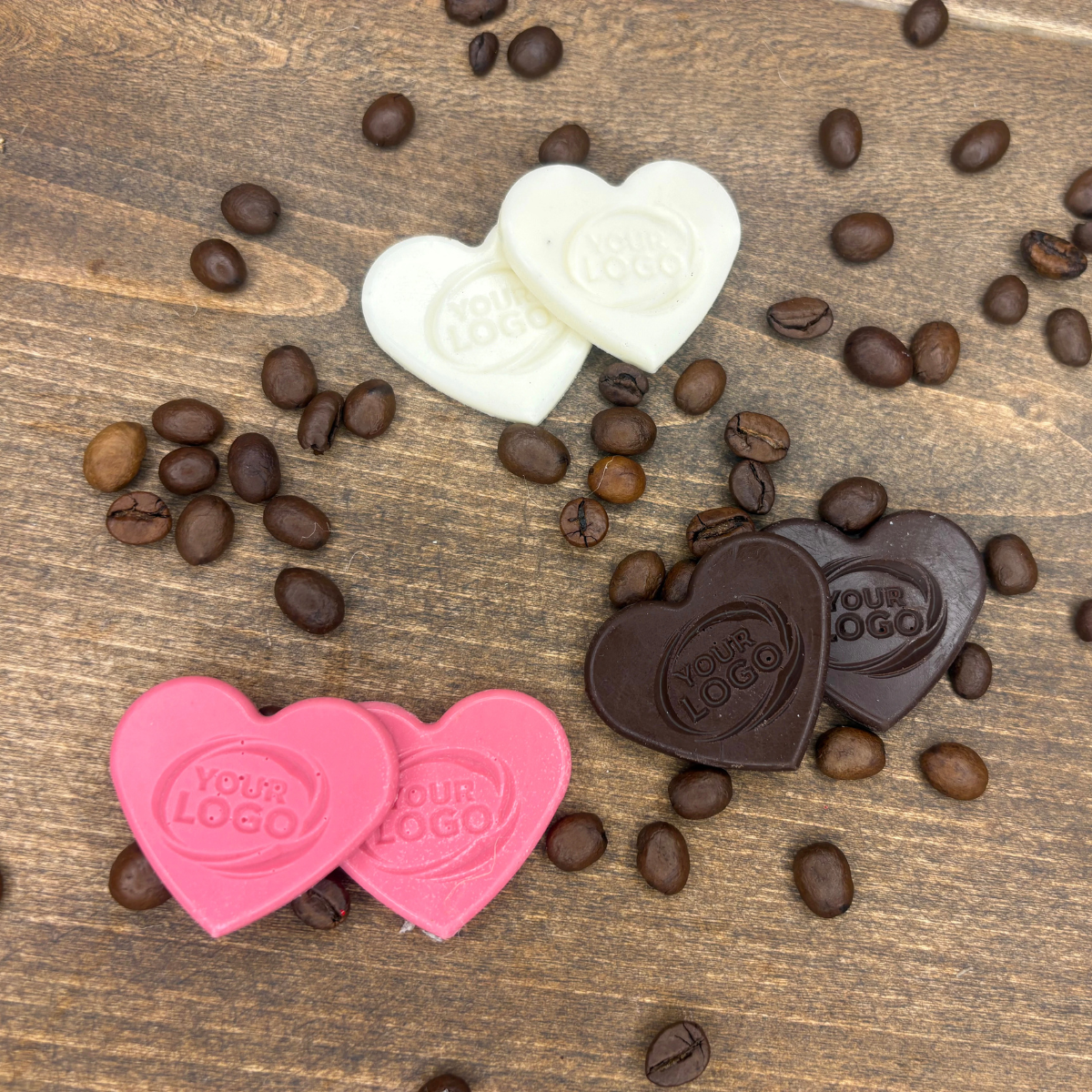 Custom heart silicone molds with finished chocolate sample